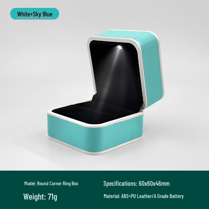Creative LED Light Jewelry Ring Box with Illuminated Display