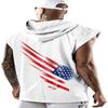Summer Men's Sports Solid Color Printed Hooded Sports Sleeveless Vest