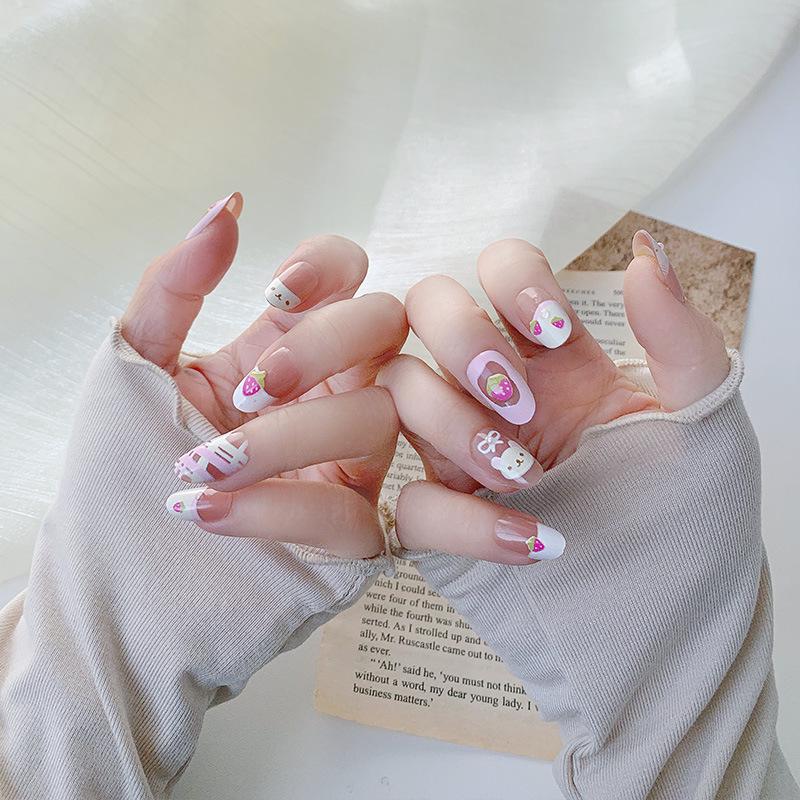 2026 Medium French Star Press-On Nails: Handmade, Detachable, Whitening Manicure