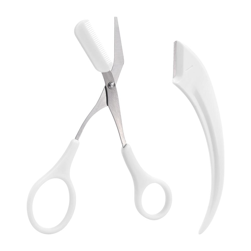 1/2Pcs Eyebrow Trimming Knife Eyebrow Face Razor for Women Eyebrow Scissors with Comb Brow Trimmer Scraper Beauty Scissors Tools