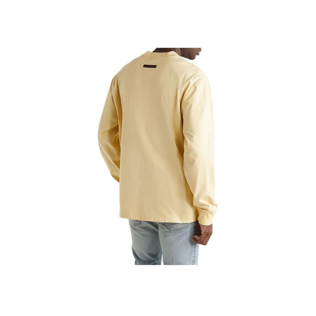 Fear of God Essentials Appliquéd Logo-Print Cotton-Jersey Long Sleeve T-Shirt SS22 Unisex Tops Cream Garden-Glove FOG-SS22-004