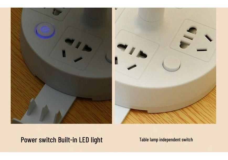 Multi-functional USB Desk Lamp with Adjustable LED Night Light and Power Strip