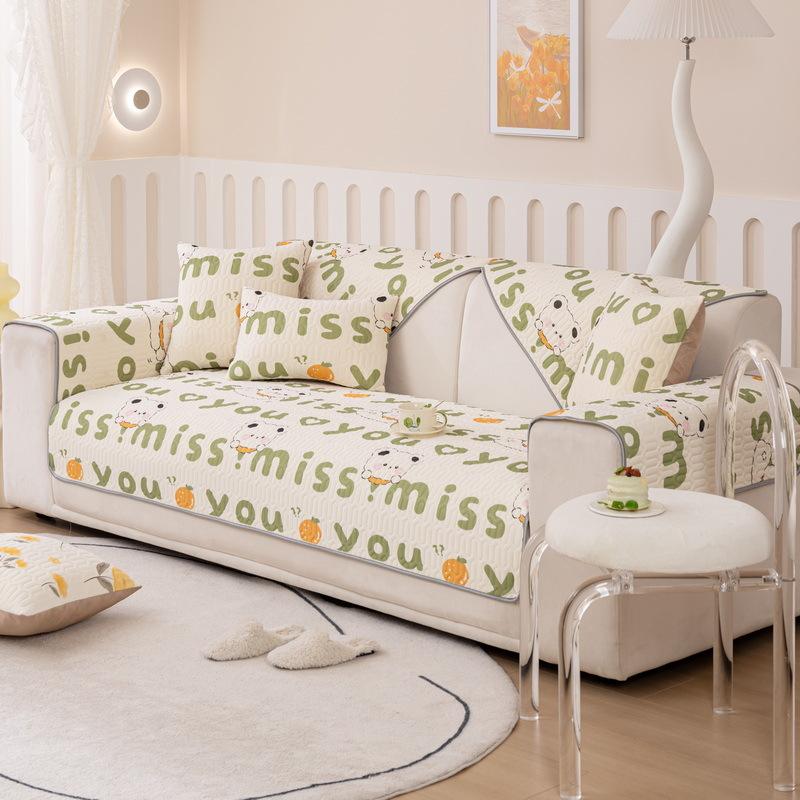 

Pastoral Flower Latex Ice Silk Sofa Cushion Summer Cooling Mat Non-Slip Seat Cushions Simple Modern Sofa Cover Cover Cloth 70*70cm