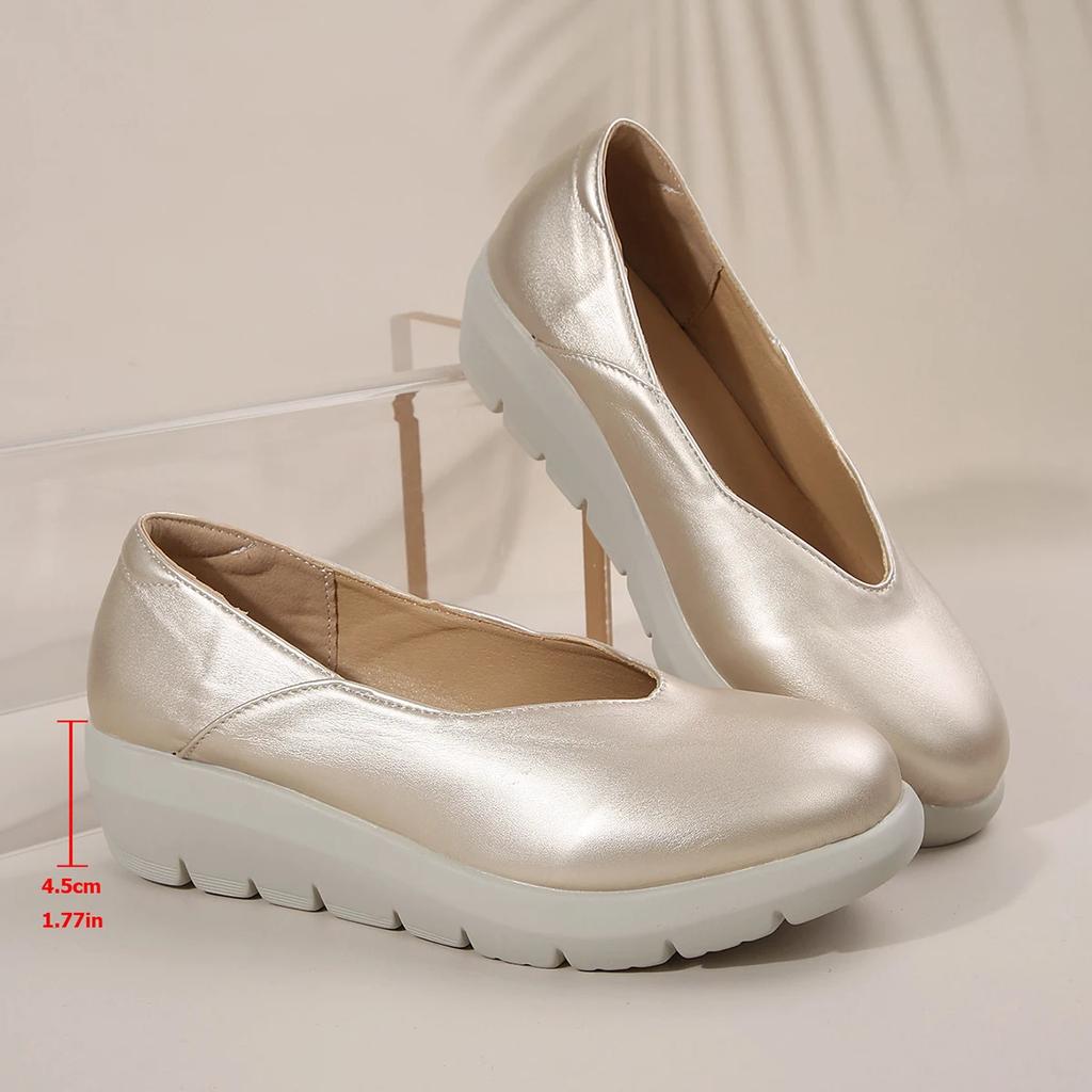 Fashion Women Fashion Wedge Heel Pumps 2025 Spring Summer Lightweight Platform Loafers Woman Soft Sole Comfort Casual Shoes Plus Size 42