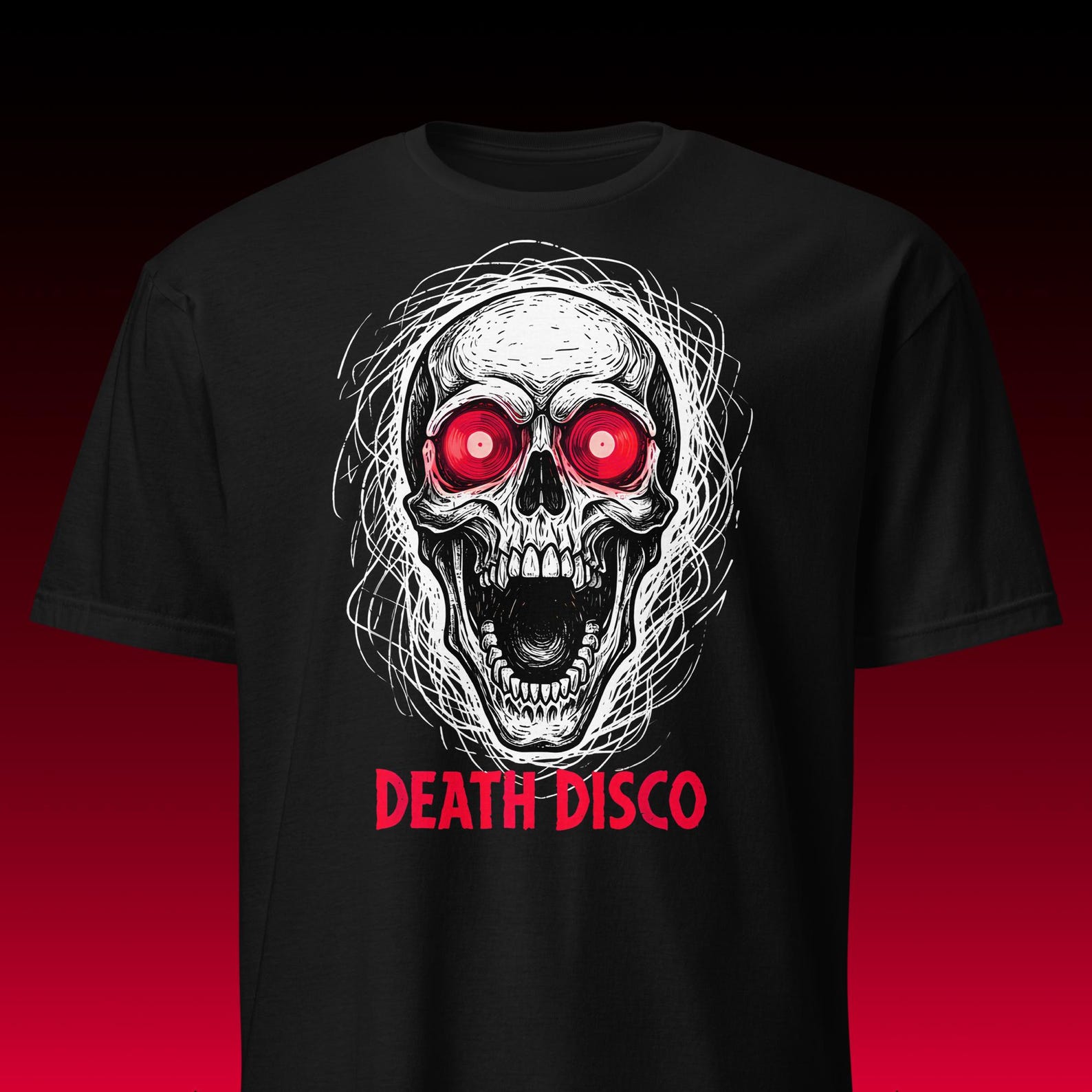 Death Disco Skull Graphic Tee | Grunge Rave Aesthetic | Industrial Goth Shirt 4XL
