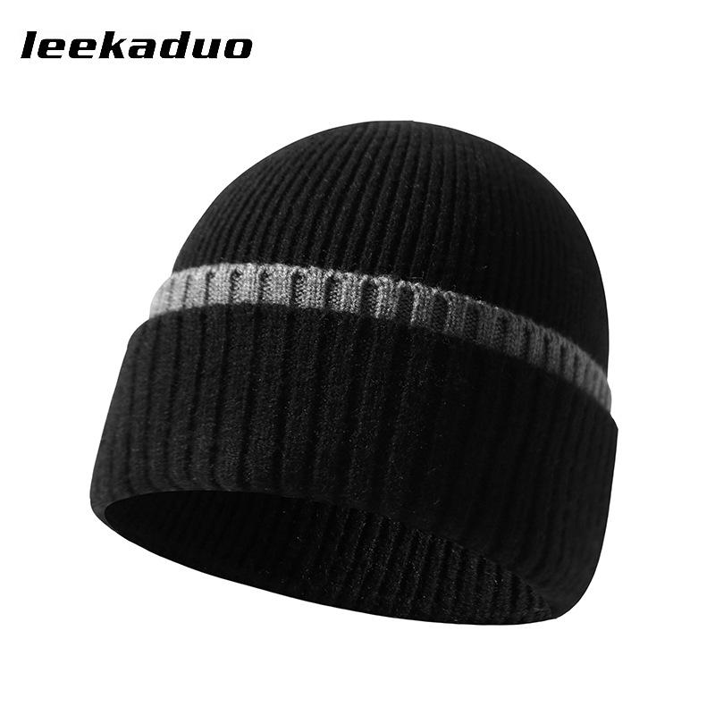 Rabbit Velvet Core-spun Yarn Knitted Hat Winter Couple Men's and Women's Thickened Wool Hat Two-color Double-flanged Casual Pullover Cold Hat