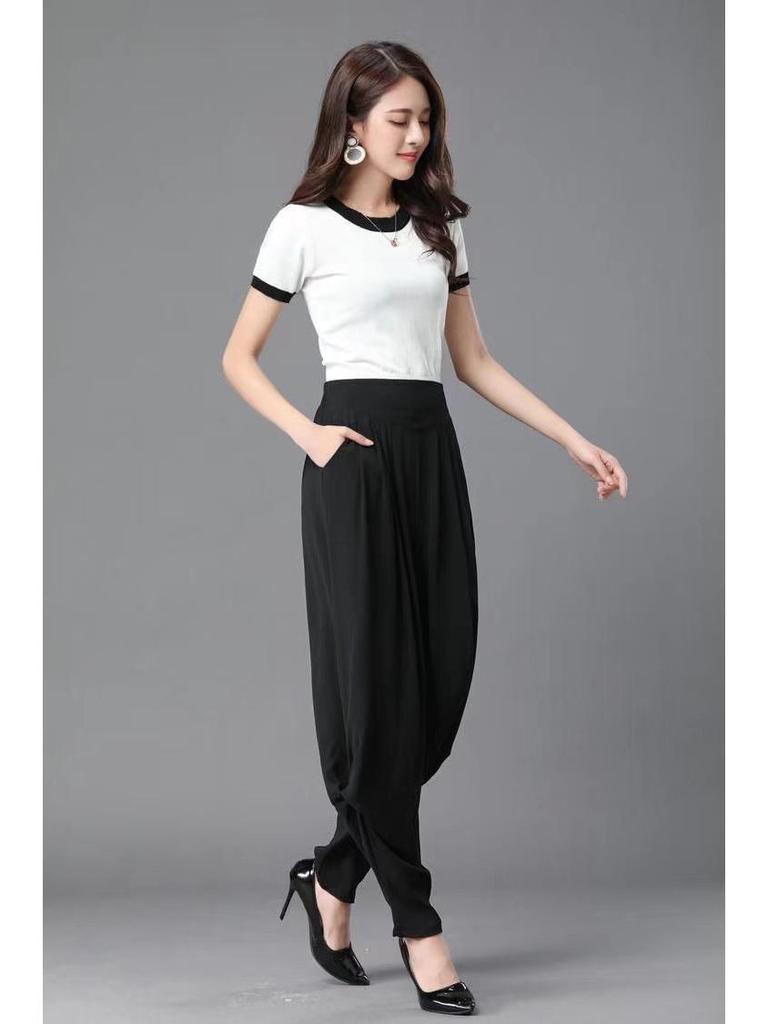 2025 Women's High Waist Casual Harem Pants - Spring/Summer Plus Size Slimming, Loose Fit, Lantern-Style Trousers