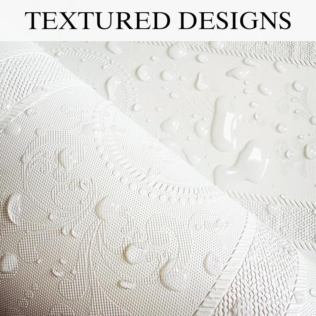 3D Weiß Geprägte Selbstklebende Tapete Damast Texturiert Selbstklebende Tapete Modern Floral Abnehmbare Kontaktpapier