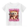 Summer Italian Brainrot Cotton Girls T-shirt Cute Ballerina Cappuccino Print Baby Tees Tops Casual Fashion Kid Children Clothes
