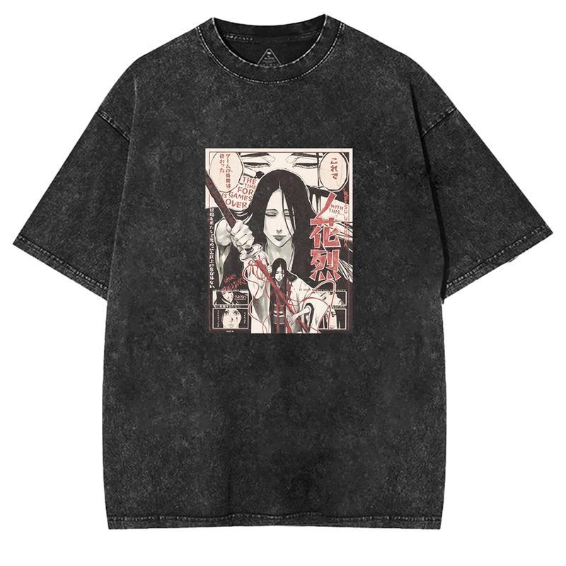 

Унохана Ретсу BLEACH Одежда Мужчины Женщины Футболка с коротким рукавом Манга Футболки Винтажная Стиранная Футболка Повседневная Хлопковая Футболка Харадзюку Футболка S