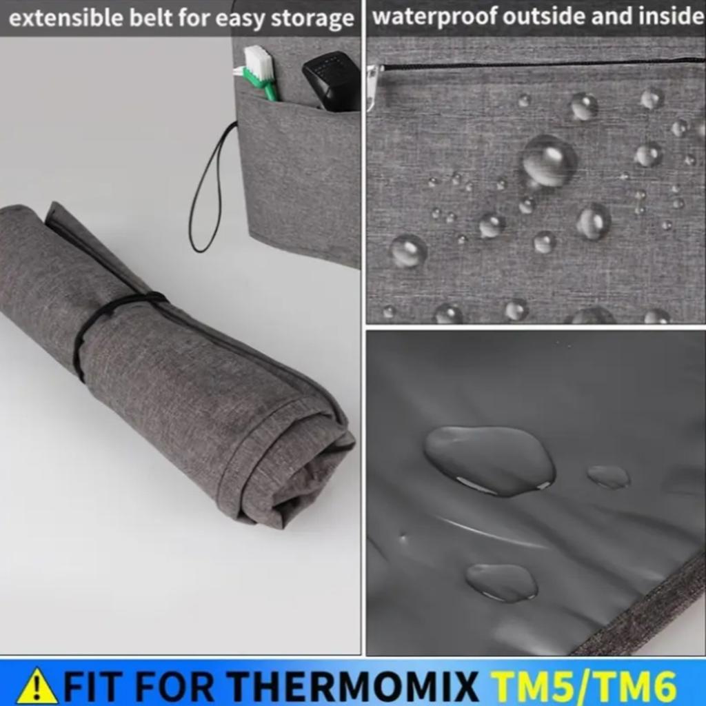 Tela Oxford Gris Mezclador Thermomix TM5/TM6 MEZCLADOR funda especial de doble capa Almacenamiento lateral Estuche protector engrosado 1 pieza