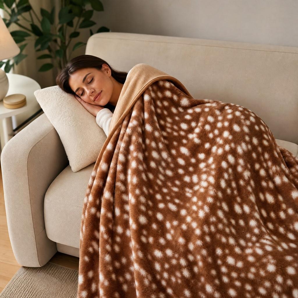 Deer Pattern Throw Blanket - Soft Cozy Blanket for Couch Bed, Lightweight Nap Blanket for Women Men
