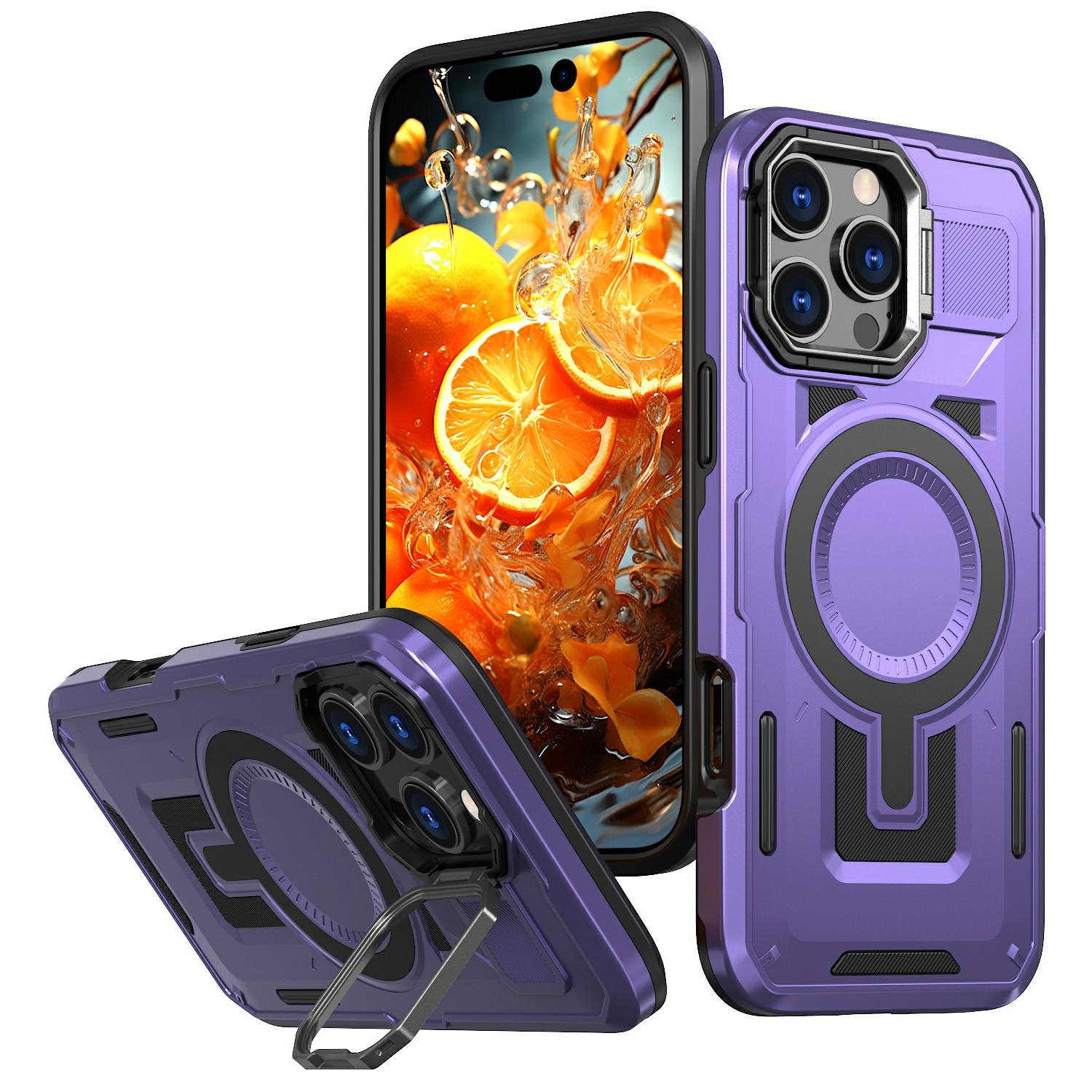 

For iPhone 16 Pro Max Case Compatible with MagSafe Lens Frame Kickstand PC+TPU Back Cover G