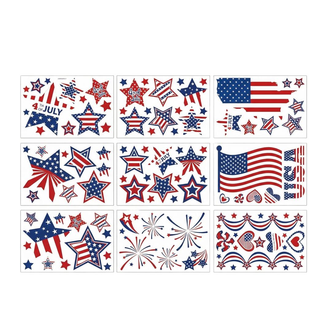Amerikanska självständighetsdagen Statisk Klisterdekal Flagga Helgfönsterdekal Självhäftande PVC-dekal