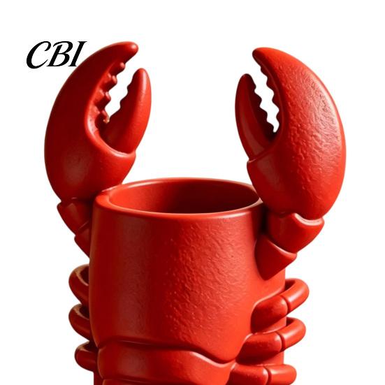 Novelty Desk Decor Lobster Pen Holder, 3D Printed Desktop Organizer, Crayfish Pencil Stand Creative Office Gift for Student Supplies, Halloween Party