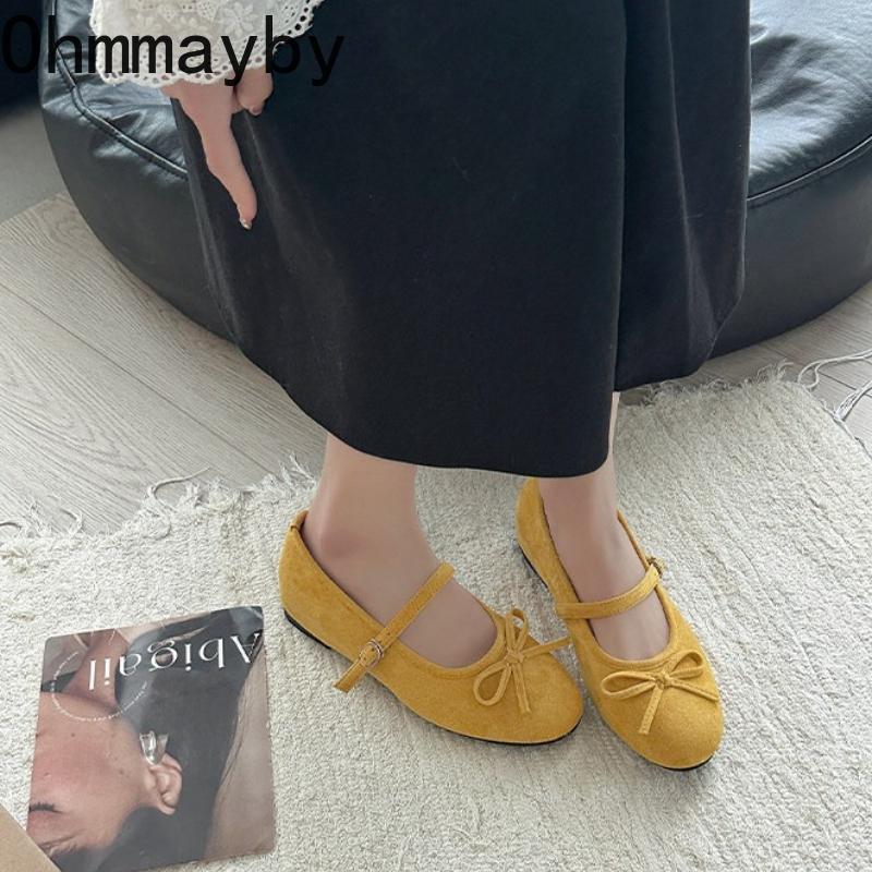 Spring New Women Ballet Flats Concise Round Toe Shallow Slip On Ladies Shoes Soft Sole Butterfly-knot Eelgant Dress Shoes
