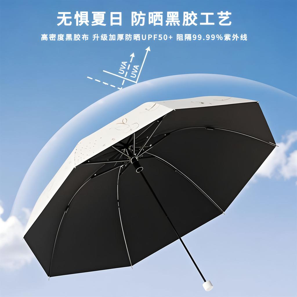 High-value Manual Umbrella, Sun and Rain Parasol, Women's Sunscreen Umbrella, UV Protection Sun Umbrella, Vinyl Tri-fold Umbrella