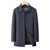 Men's Double-Faced Cashmere Overcoat with Detachable Down Lining - Business Casual Mid-Length for Middle-Aged Dads