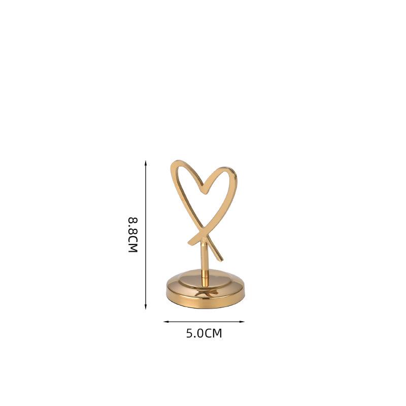 Heart-Shaped Stainless Steel Table Card Holder for Weddings, Restaurants, or Banquets.