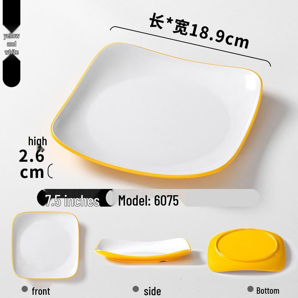 Double Color Melamine Square Rice Bowl Plate - Commercial & Catering Use