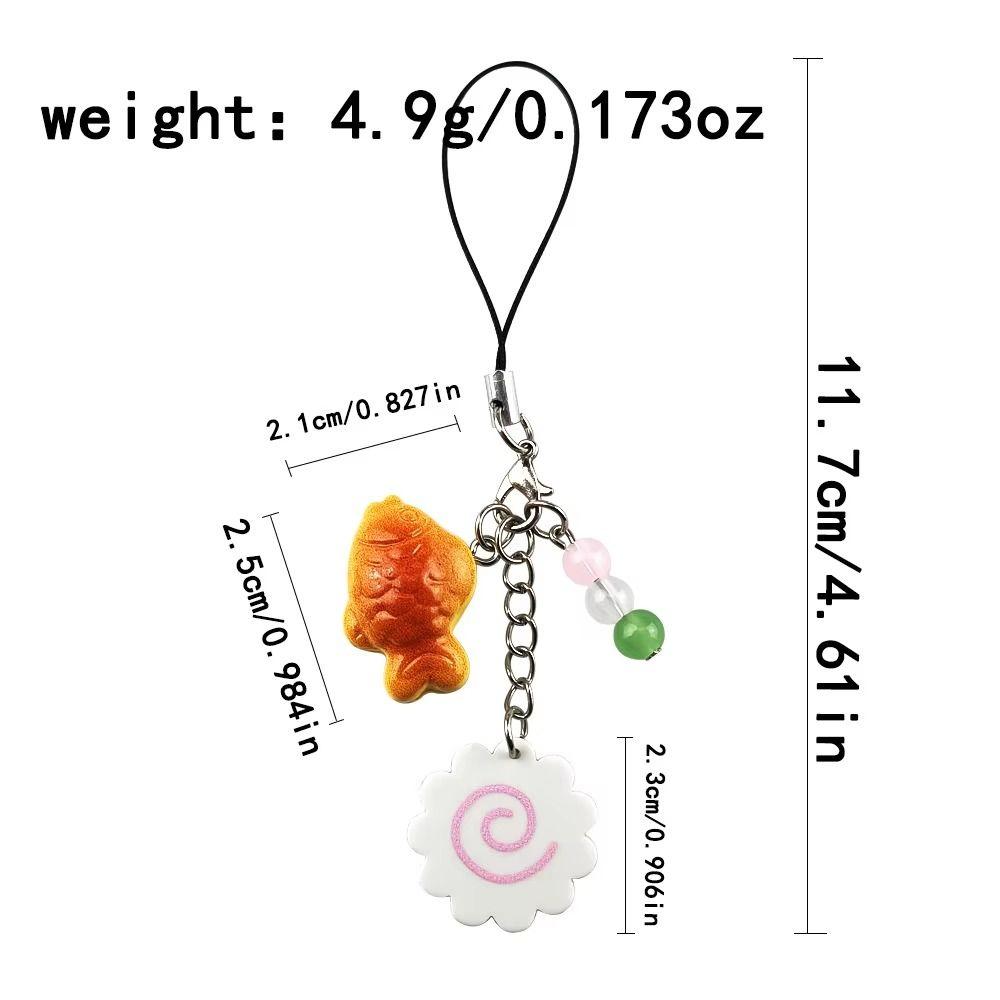 Japanese Fish Cake Keychain Pink Squid Roll Dango Phone Charm Food Taiyaki Pendant Friends Gift