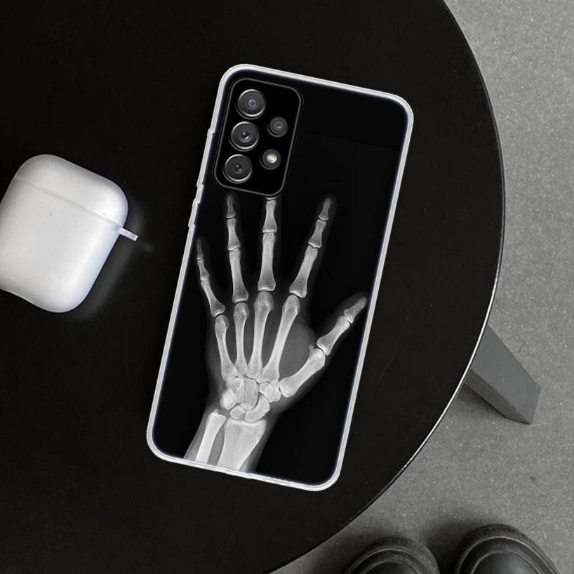 Autumu X Ray Hand Bones Phone Case Cover for Samsung Galaxy A12 A22 A32 A52 A72 A02S A51 A50S A31 A20S A10S Note 20 Ultra 10 Plu