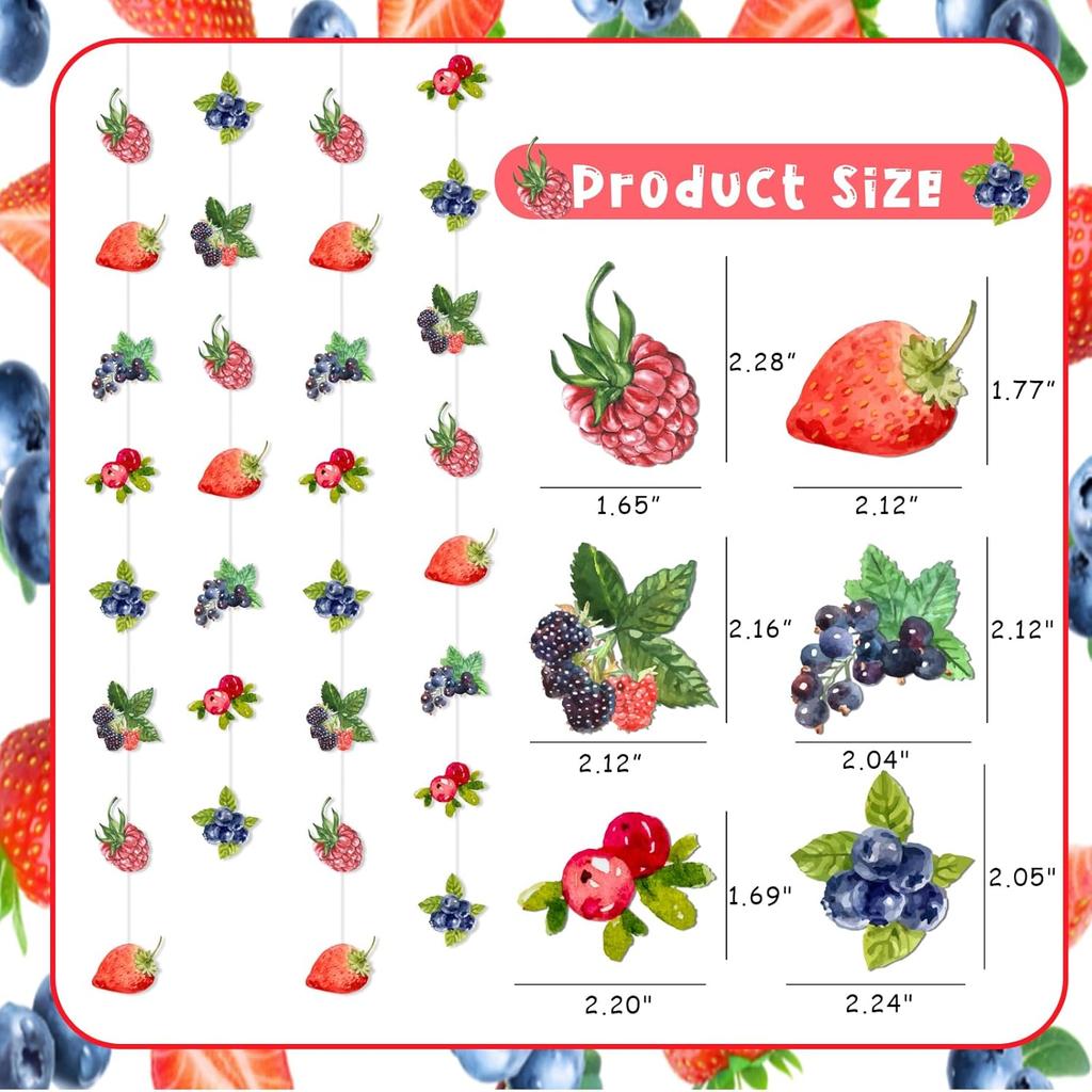 Kreatwow Berry Party Decoration Berry Party Streamers Berry Party Hanging Decorations Strawberry Blueberry Party Decor Berry Birthday Party Supplies
