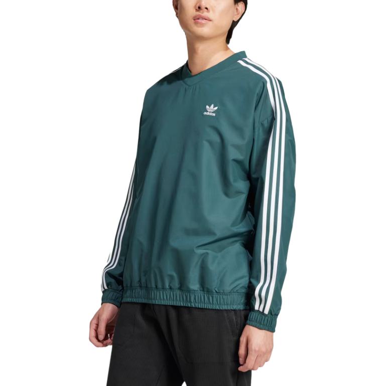Adidas Originals Adicolor Series Crewneck Windbreaker Fashion Comfortable Pullover Woven Round Neck Windbreaker Men Windbreaker Green IZ2462