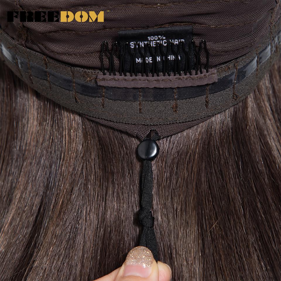 FREEDOM Synthetic Lace Front Wigs For Woman Layered Straight Wear and Go Glueless Wig 20" Ombre Brown Blonde 6x4 Pre Plucked Wig