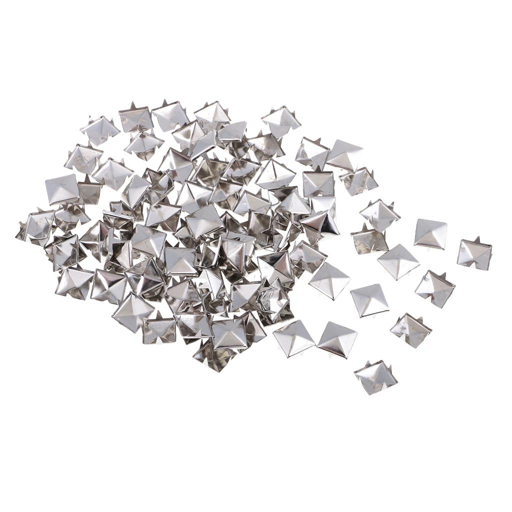 100x Square Metal Rivets DIY Jewelry Pyramids , Sliver
