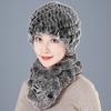 Middle-aged Rex rabbit hair hat female autumn and winter warm elderly grandmother ear protection fur mother wool scarf