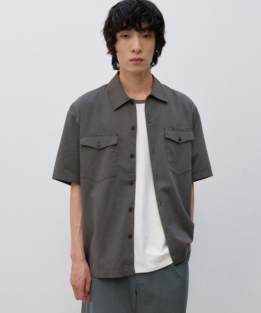 INSILENCE Cotton Tencel Fatigue Shirt Ash Brown