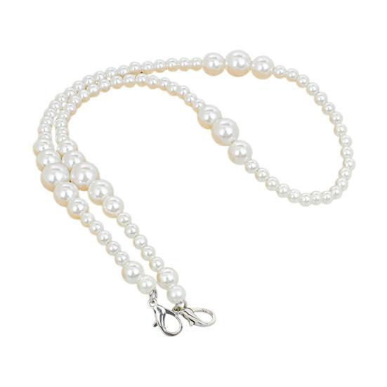 Purse Chain Strap Faux Pearl Bag Chain Strap Replacement with Metal Buckles Shoulder Cross Body Bag Chain for Ladies Tote Handbag