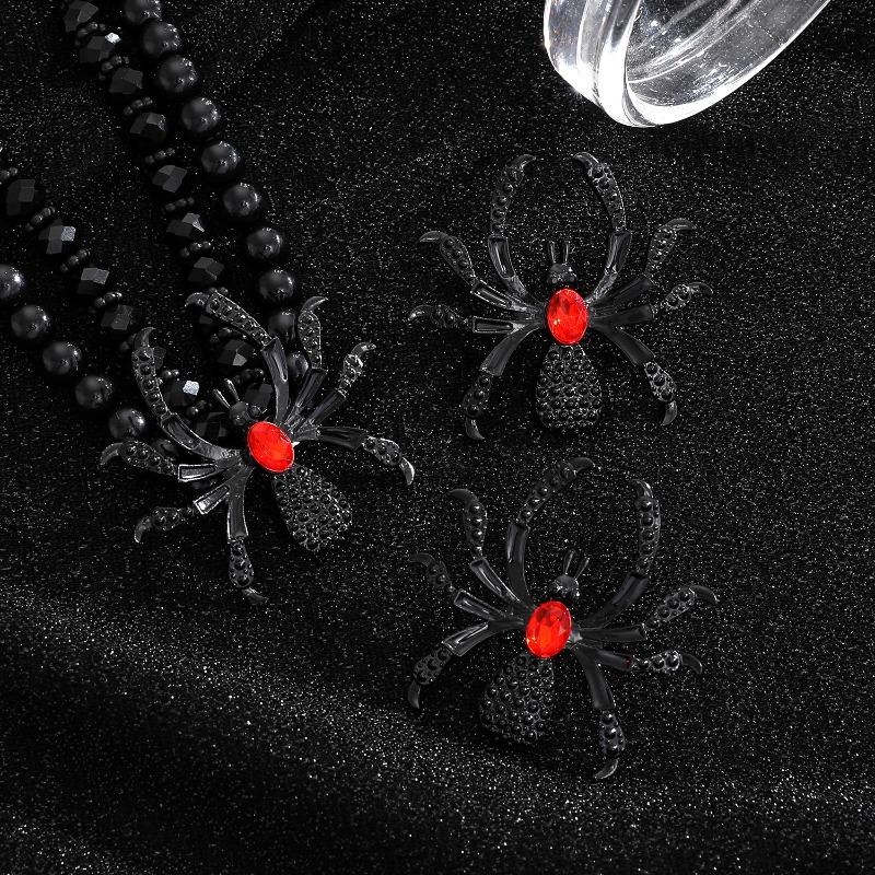 Meier Gothic dark punk statement halloween diamond spider necklace, bracelet, and ring set