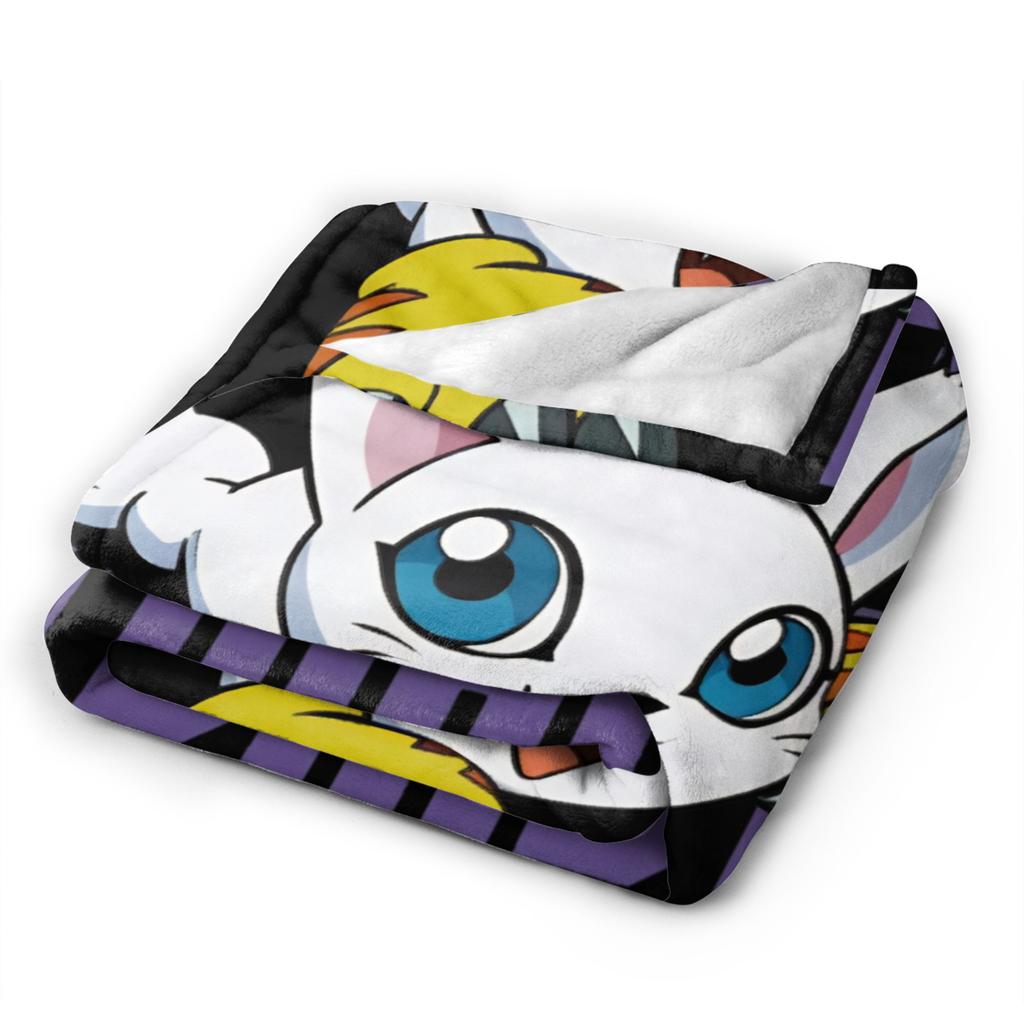 digimon adventure gatomon Flannel Blankets  Warm Soft Bedding Throws for Living Room Picnic Fluffy Bedspread Sofa Bed Cover