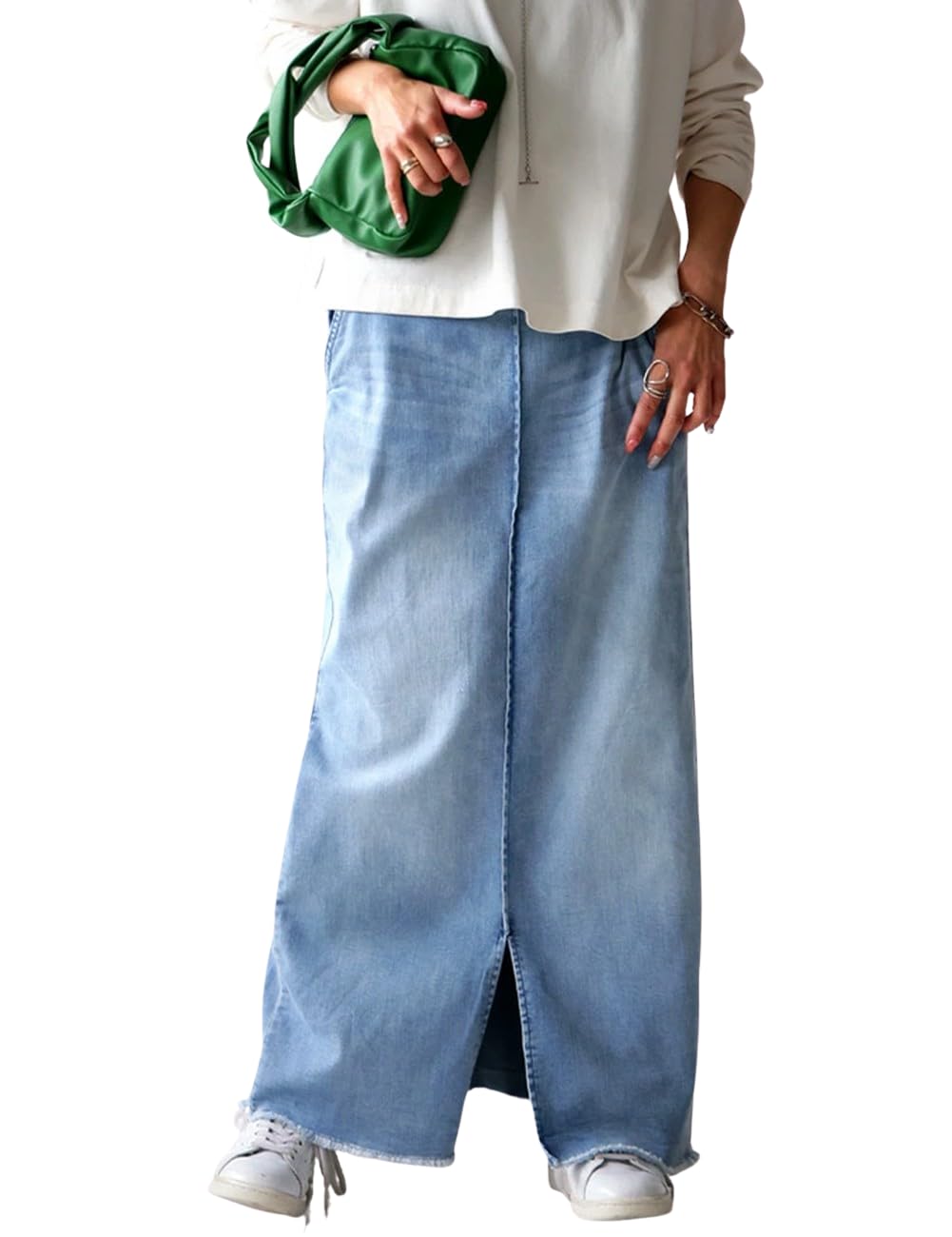 Antiqua Denim Free Size Light Blue Women s Skirt, Long, LA-00015, 32,