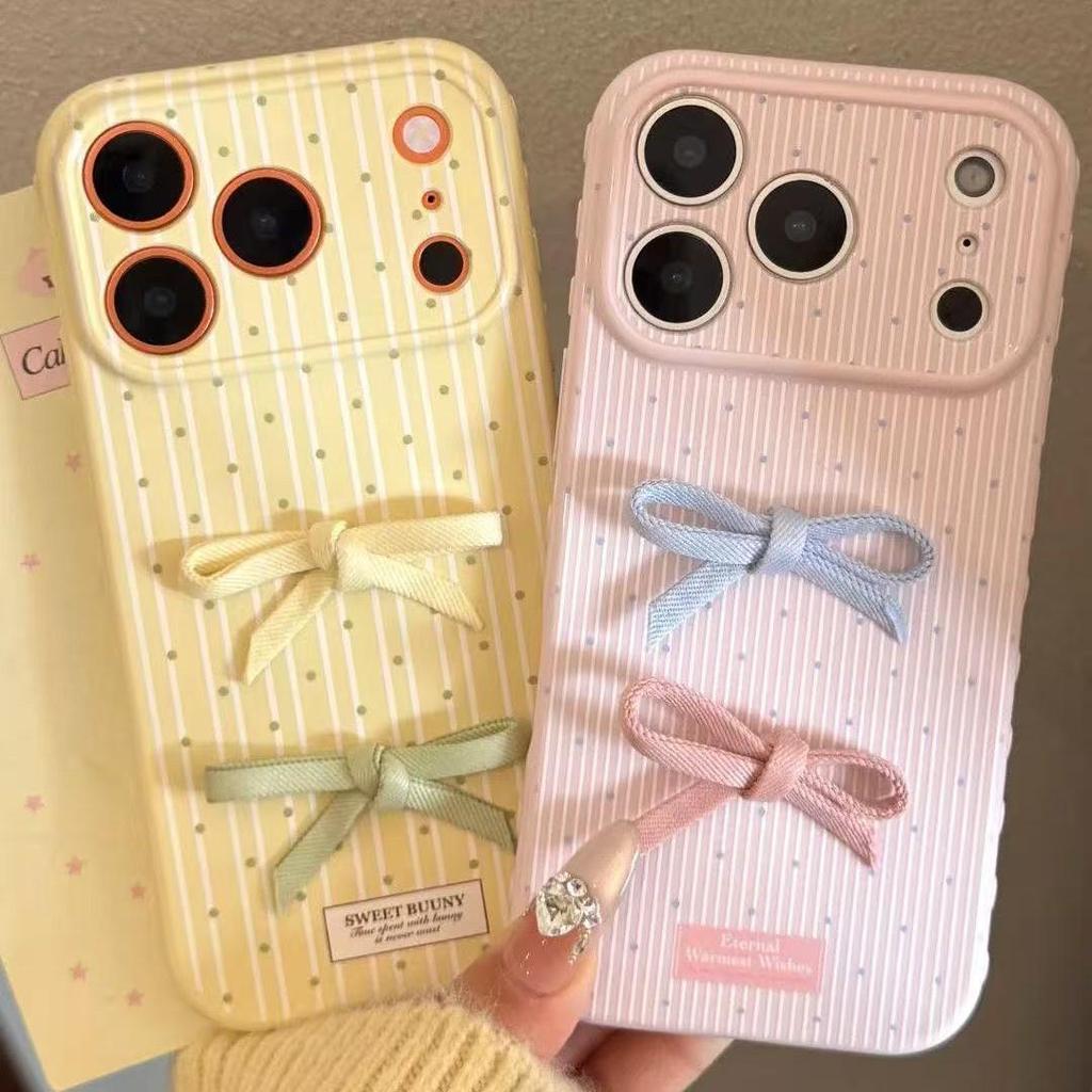 Heart Bow Phone Case for Apple 17 Pro Max & 16/12/11 - Fresh & Cute Design