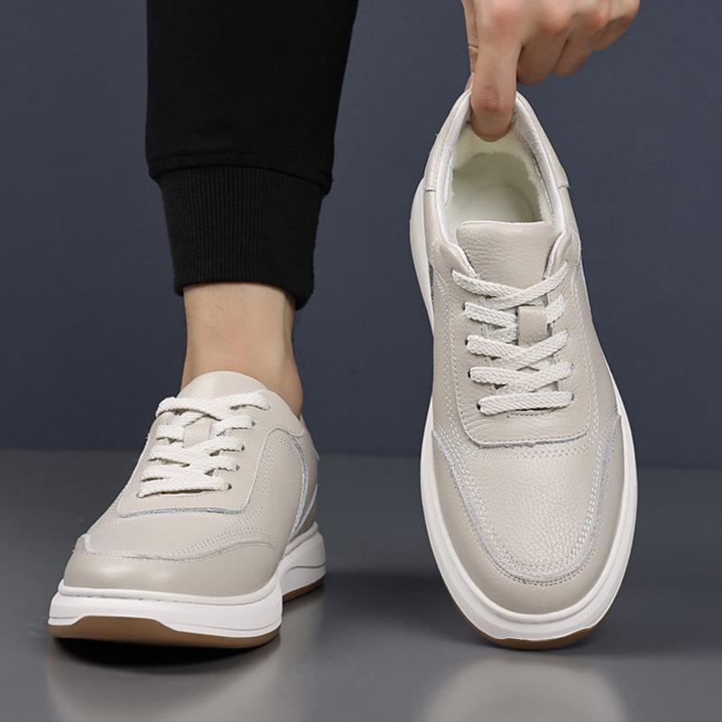 Winter Men's Casual Shoes Trend Sneakers 2024 Lace-up Genuine Leather Sneaker Men Shoes Flat Soft Sole with Fur Warm Shoe