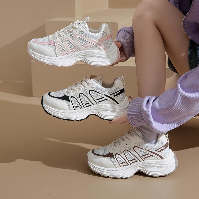 2025 New Women's Shoes Autumn Trendy Brand Women's Thick Sole Increased Casual Flow Reflective Sports Running Trendy Shoes