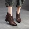GKTINOO  2024 Summer New Sandals Genuine Leather Breathable Hollow-out Boots Retro Pointed High Heel Commuter Women's Shoes