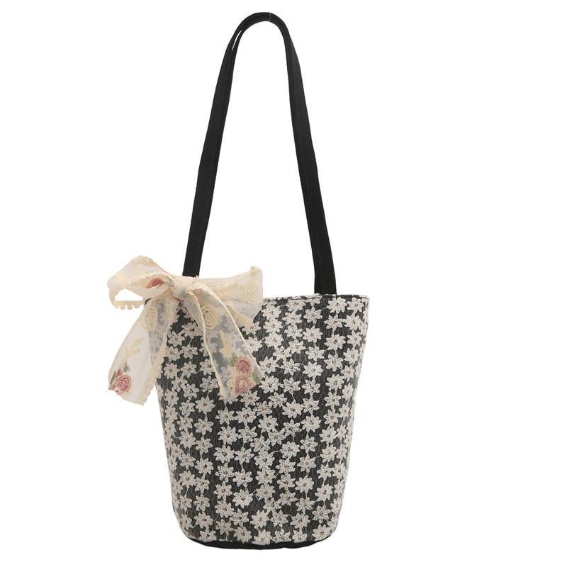 Summer Beach Tote Bag With Flower Print Water Bucket Style For Casual Daily Use