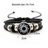 Sun Moon Lover Leather Luminous Bracelet Vintage Punk Multi Layer Beaded Weaving Couple Gift for Him Her Anniversary