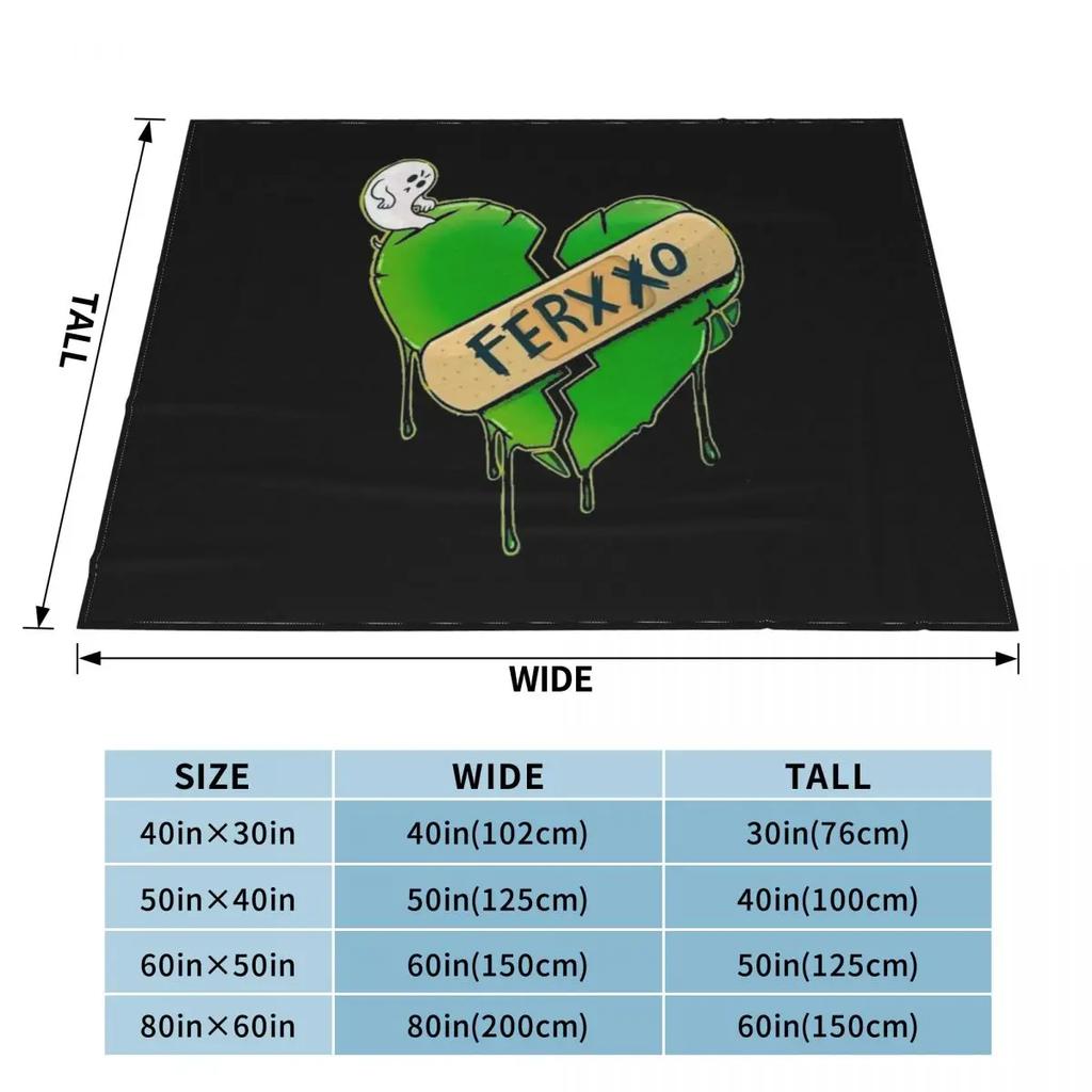 Broken Heart Feid Ferxxo Blanket Fleece Print Portable Warm Throw Blankets for Bed Bedroom Quilt