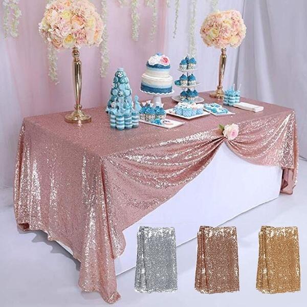 Glitter Square Rectangle Tablecloth Sequin Embroidered Tablecloth Wedding Sequins Tablecloth Party Tablecloth Halloween & Christmas Decoration