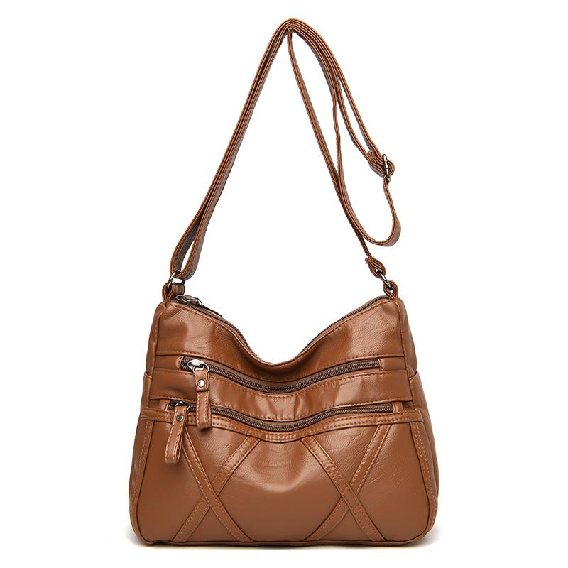 2021 Women's Soft Leather Shoulder & Messenger Bag for Middle-aged & Elderly with Large Capacity