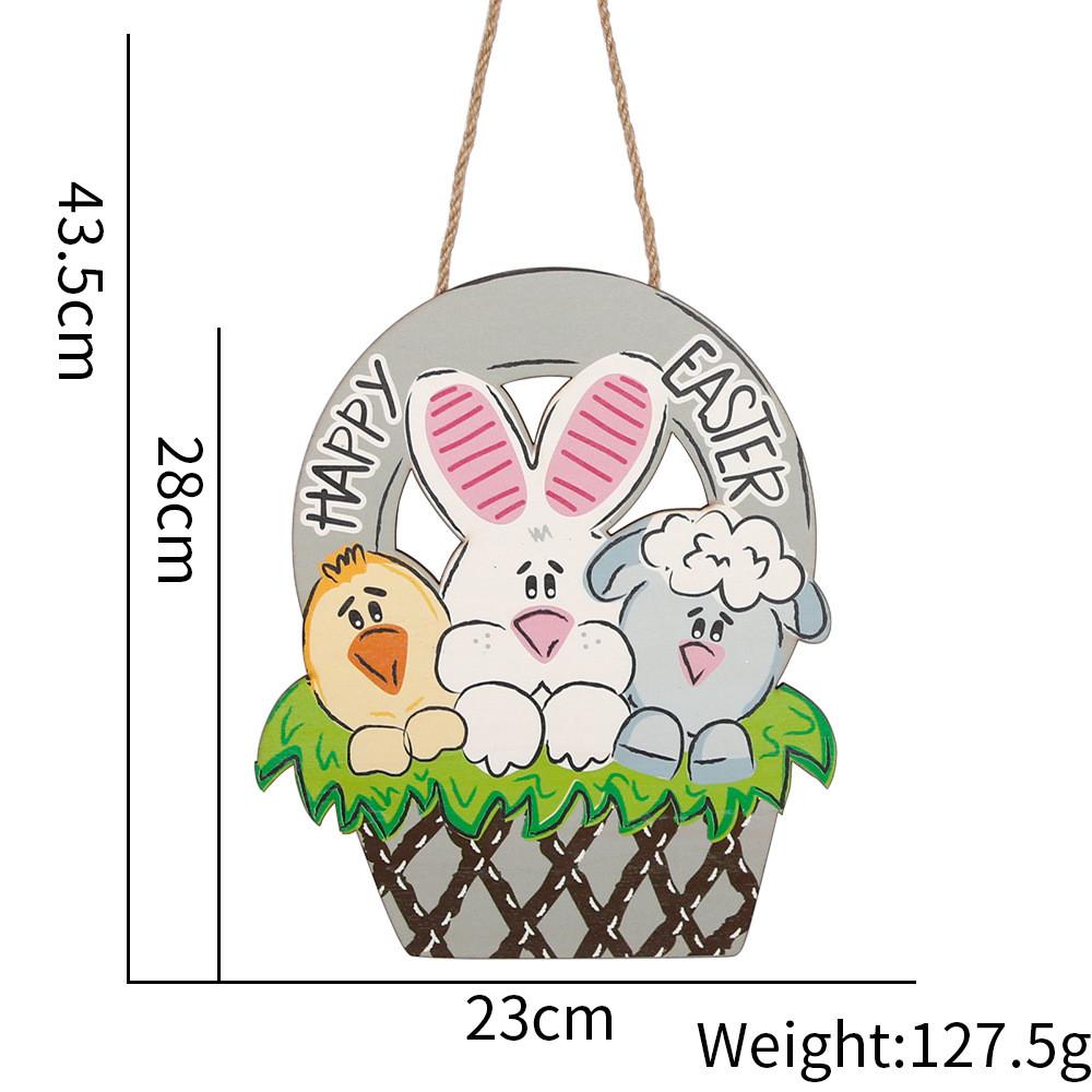 Charming Easter Wooden Hanging Decoration Featuring Colorful Eggs And Adorable Rabbits