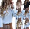 1111eBay Popular, European and American Ins Internet Celebrity Long-sleeved Round Neck Metal Buckle Top Women