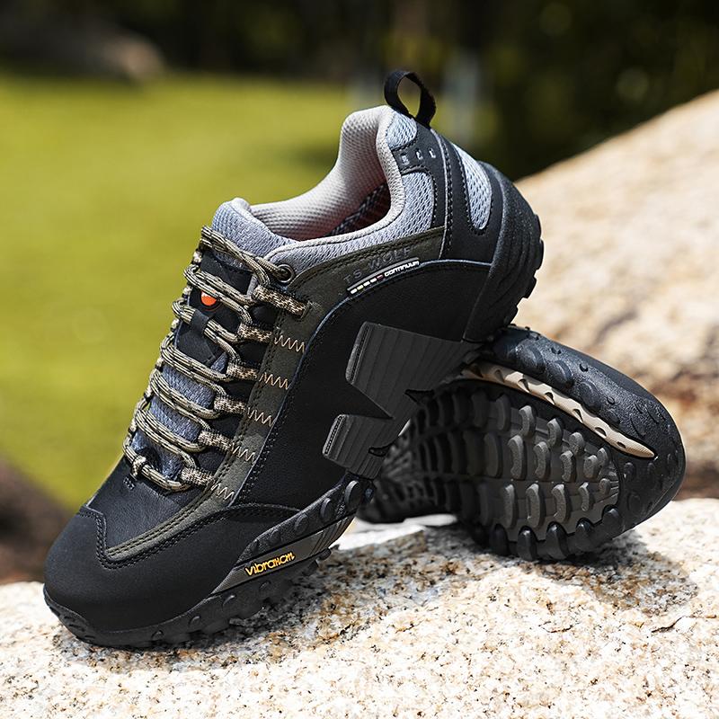 Mens Hiking Shoes High-quality Leather Comfortable Non Slip Outdoor Sneakers Mountain Wear Resistant Breathable Trekking Shoes