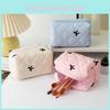 Cotton Fabric Bow Knot Makeup Bag With Zipper For Women And Men