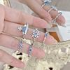 Light Luxury Full Diamond Sea Blue Zircon High-End Open Ring Gypsy Star Niche Design Butterfly Personalized Index Finger Ring Female